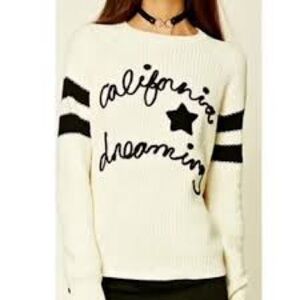 California Dreaming Women's Cream and Black Sweater